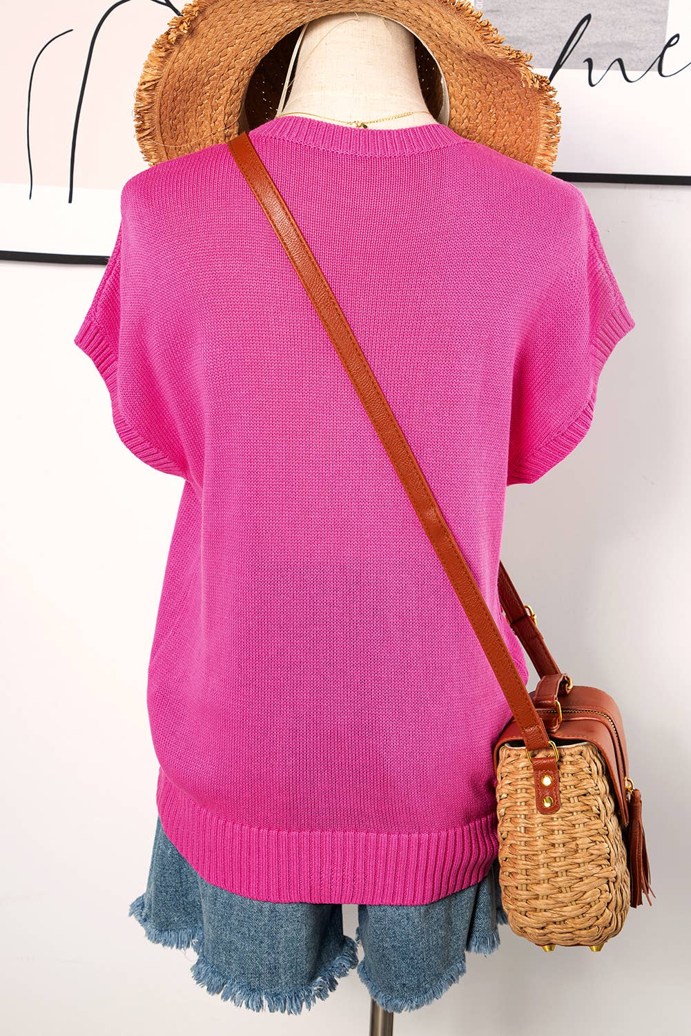 Flower Embroidery Short Sleeve Knitwear Top