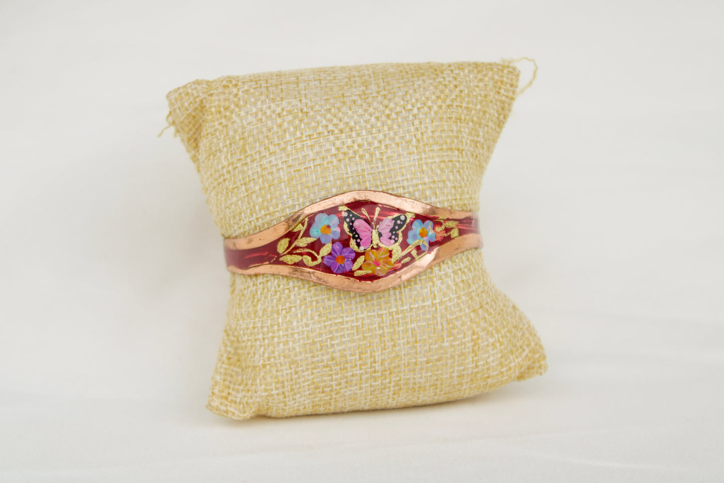 Floral Painted Copper Bracelet
