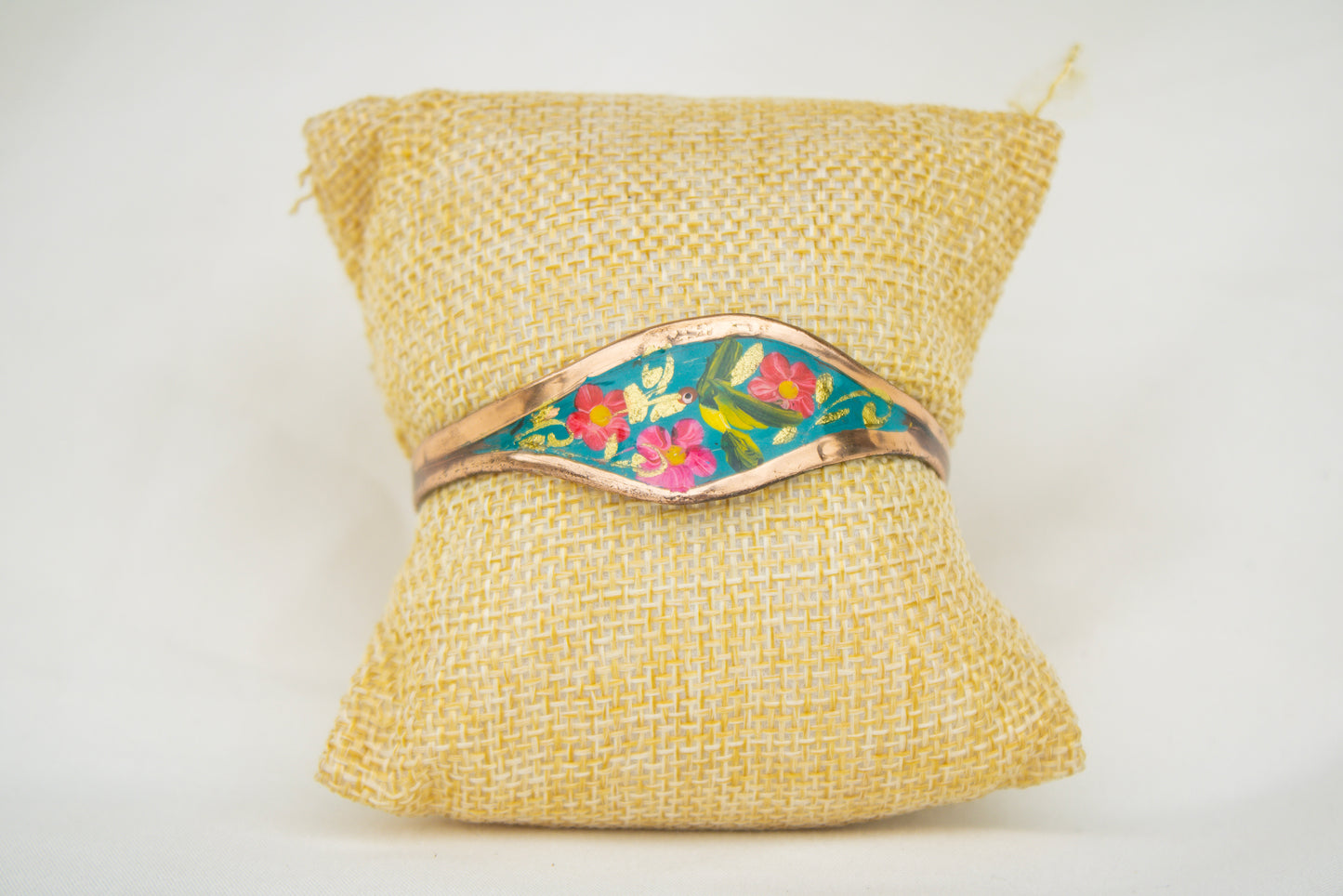 Floral Painted Copper Bracelet