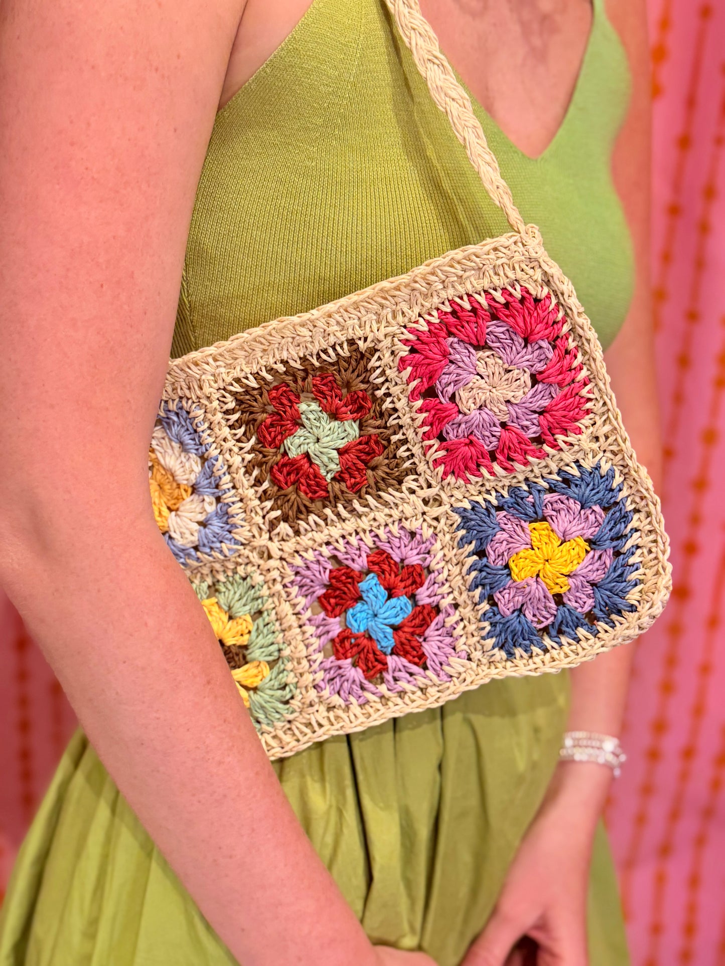 Flower Crochet Granny-Square Crossbody Bag