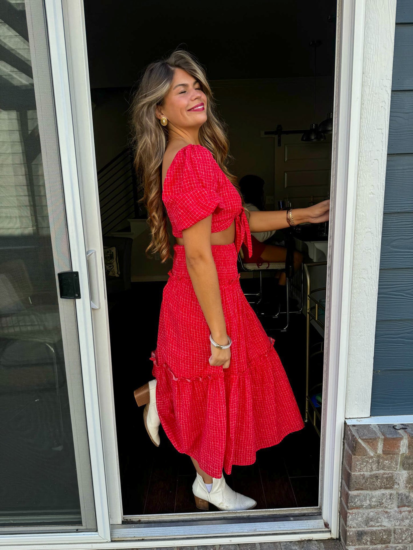 Cropped Tied Top and Skirt Set