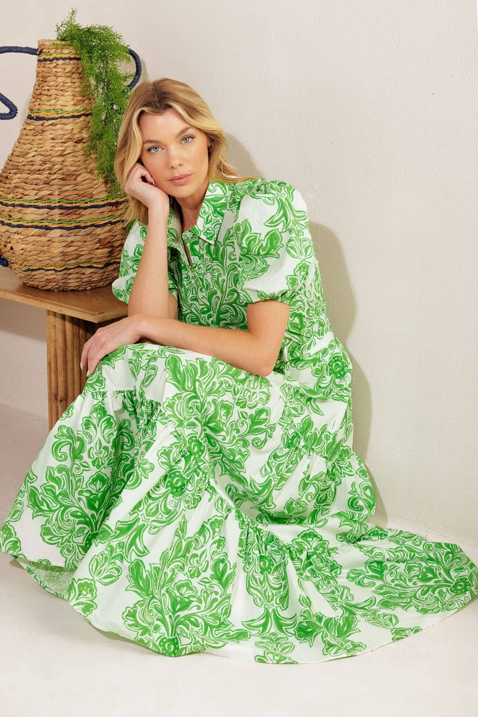 Printed Woven Midi Dress