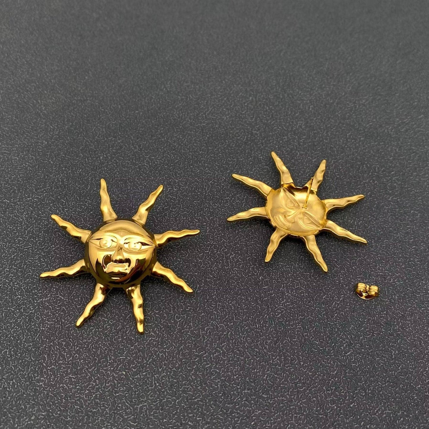 Gold Plated Sun Post Earrings