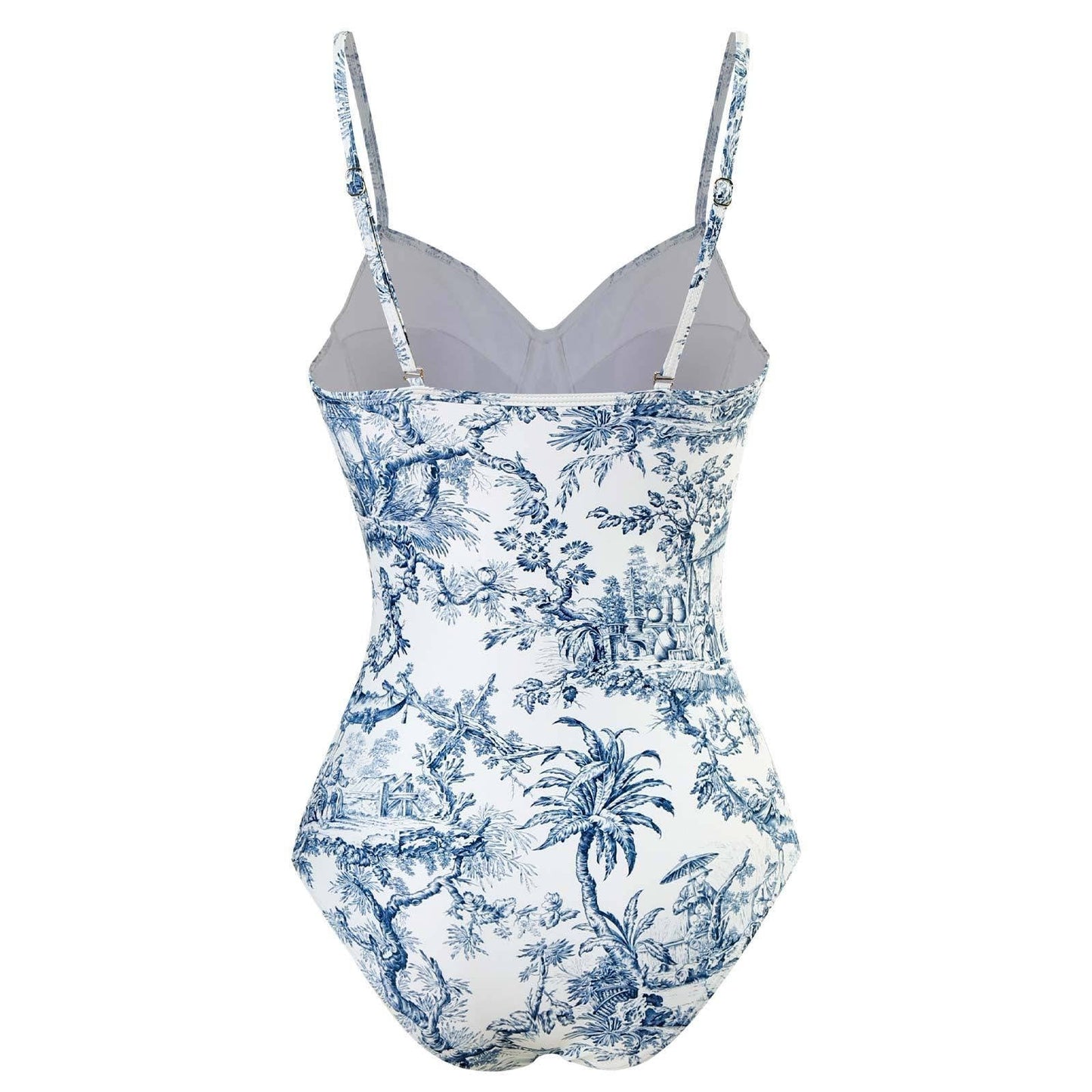 Antique Blue One Piece Swimsuit with Sarang Wrap Cover