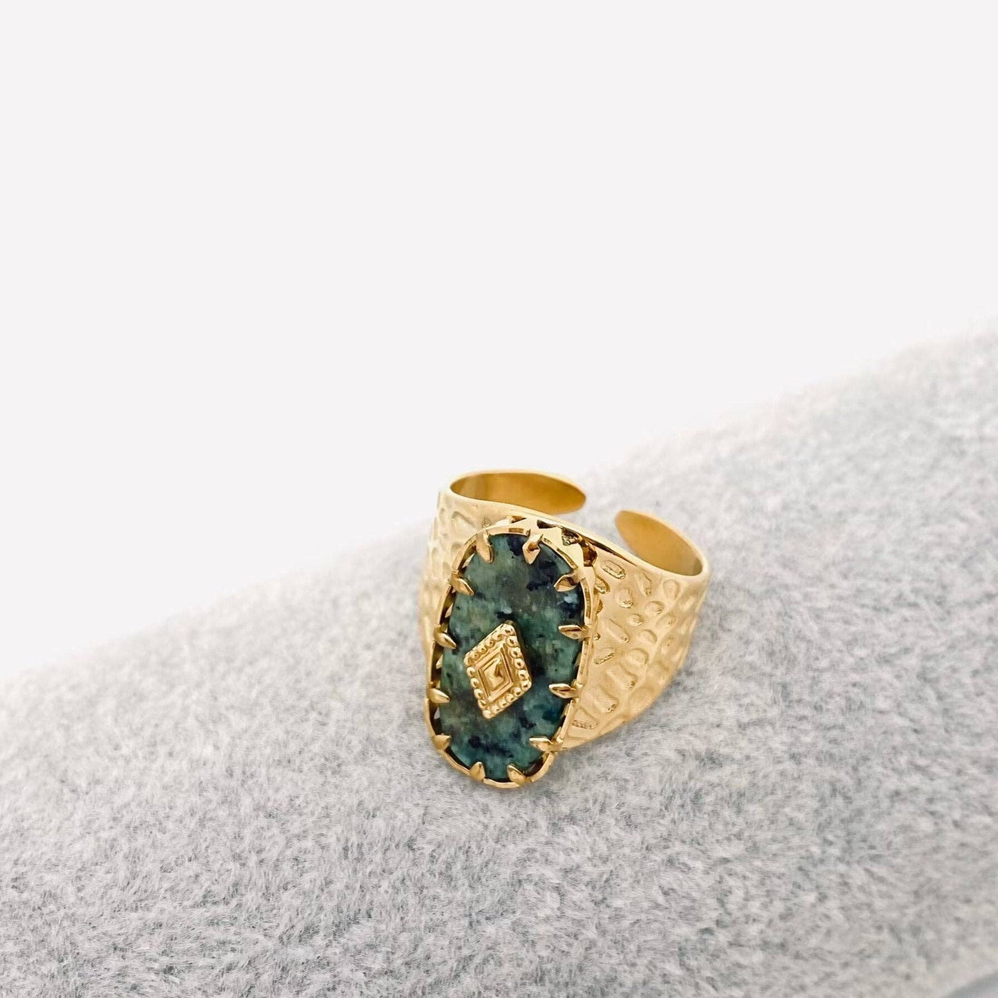 African Turquoise Ring - Gold Plated