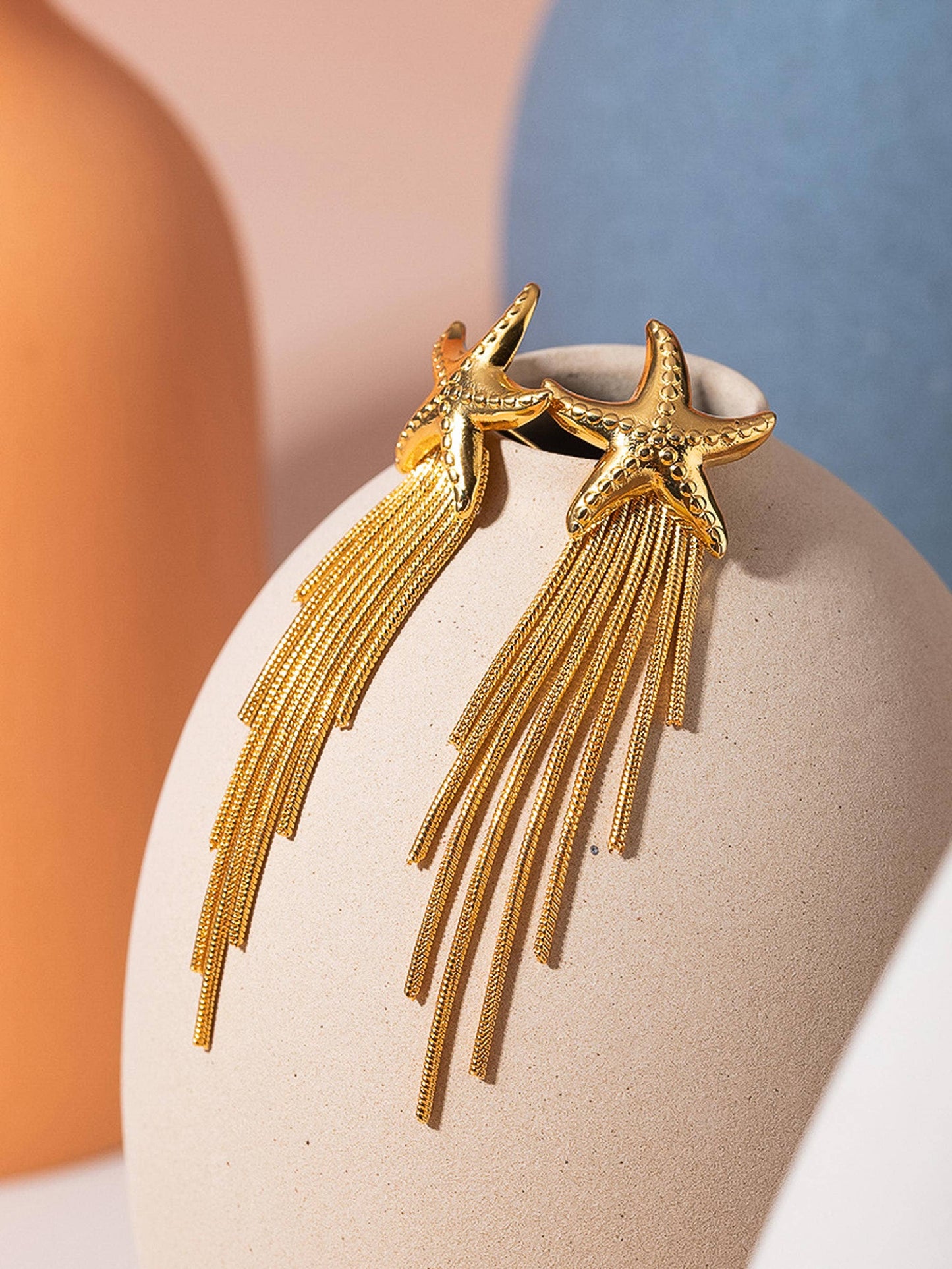 18K Gold Starfish Tassel Earring
