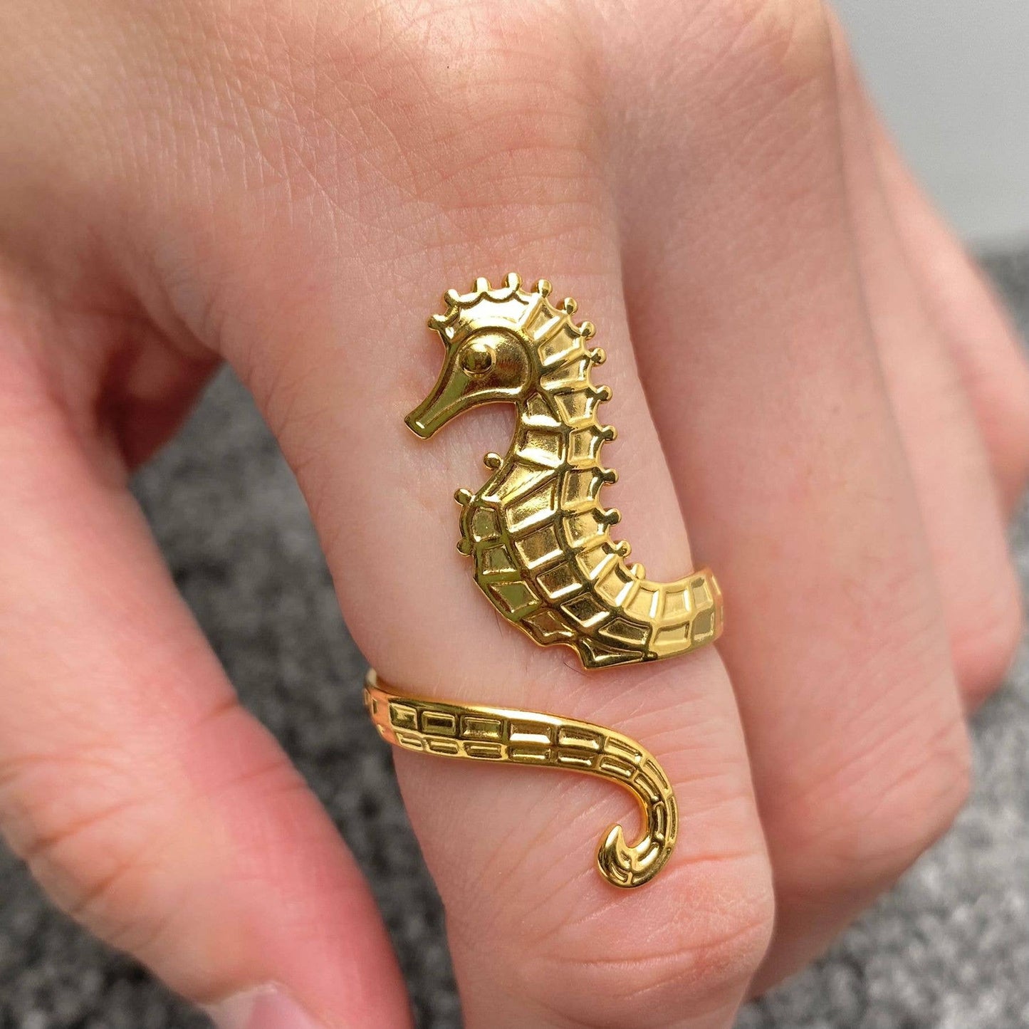 Gold Plated Seahorse Wrap Ring