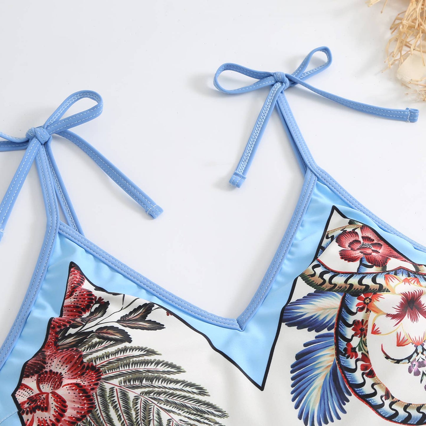 Blue Floral Swimsuit with Matching Sarong