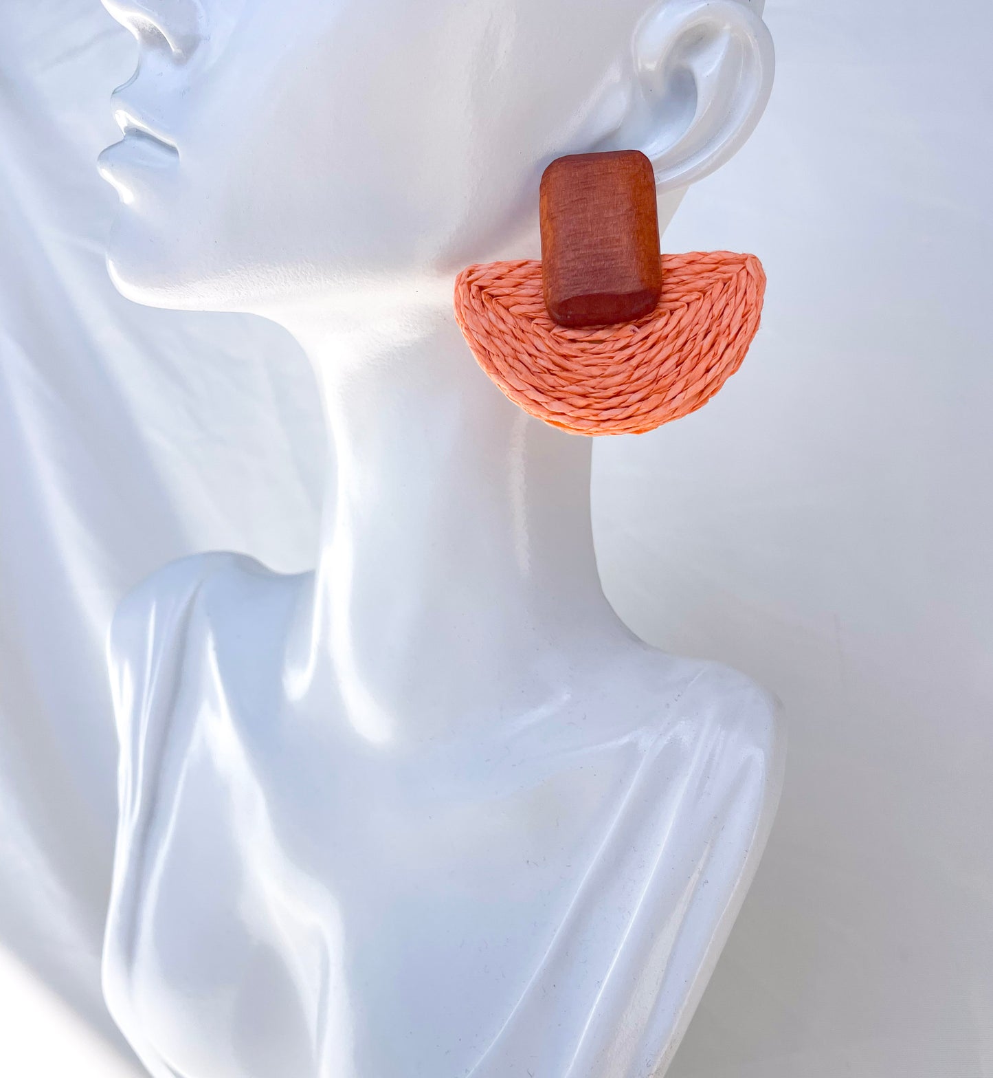 Wood & Raffia Earrings