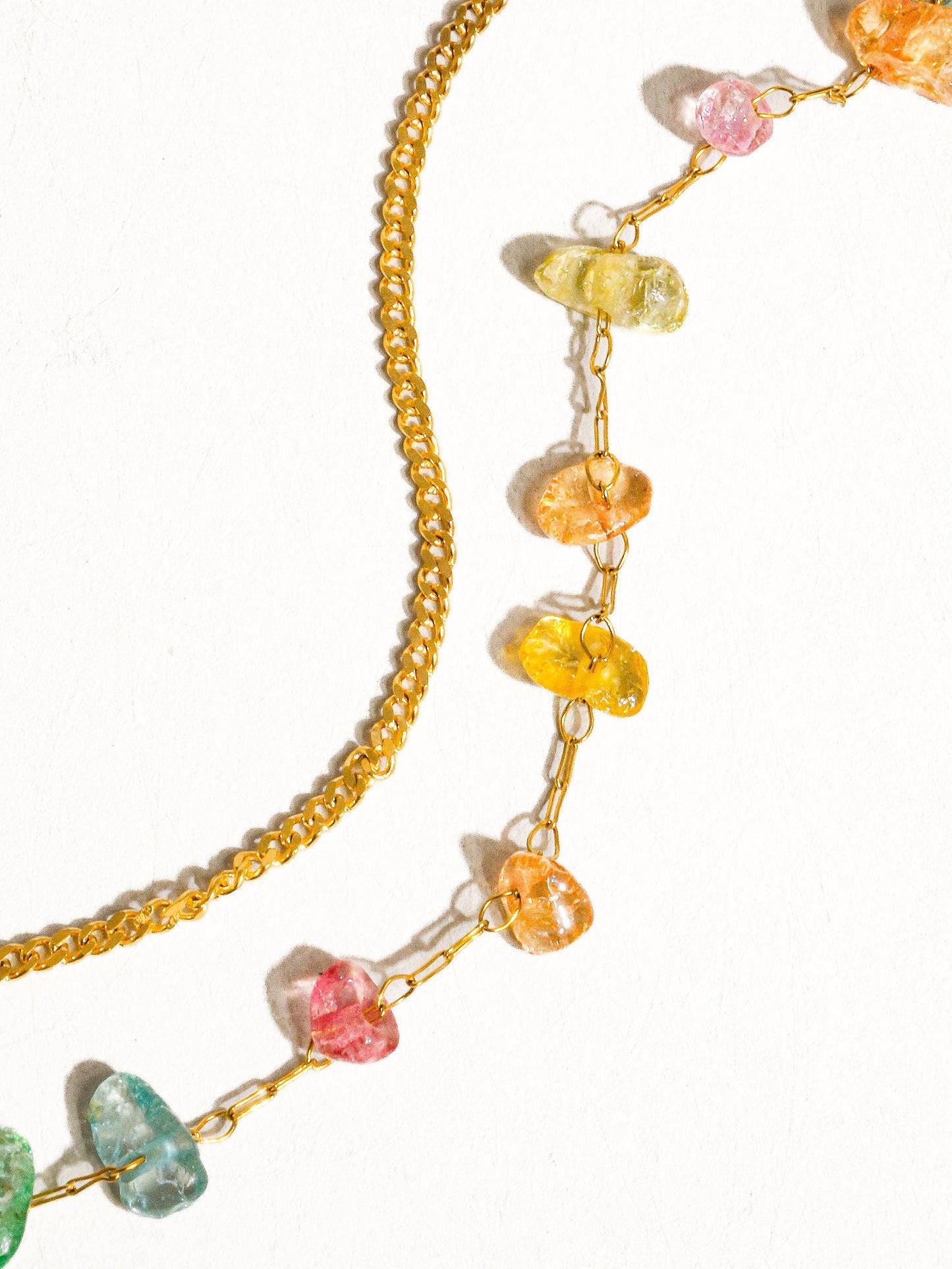 18K Gold Colorful Stone Chain Bracelet