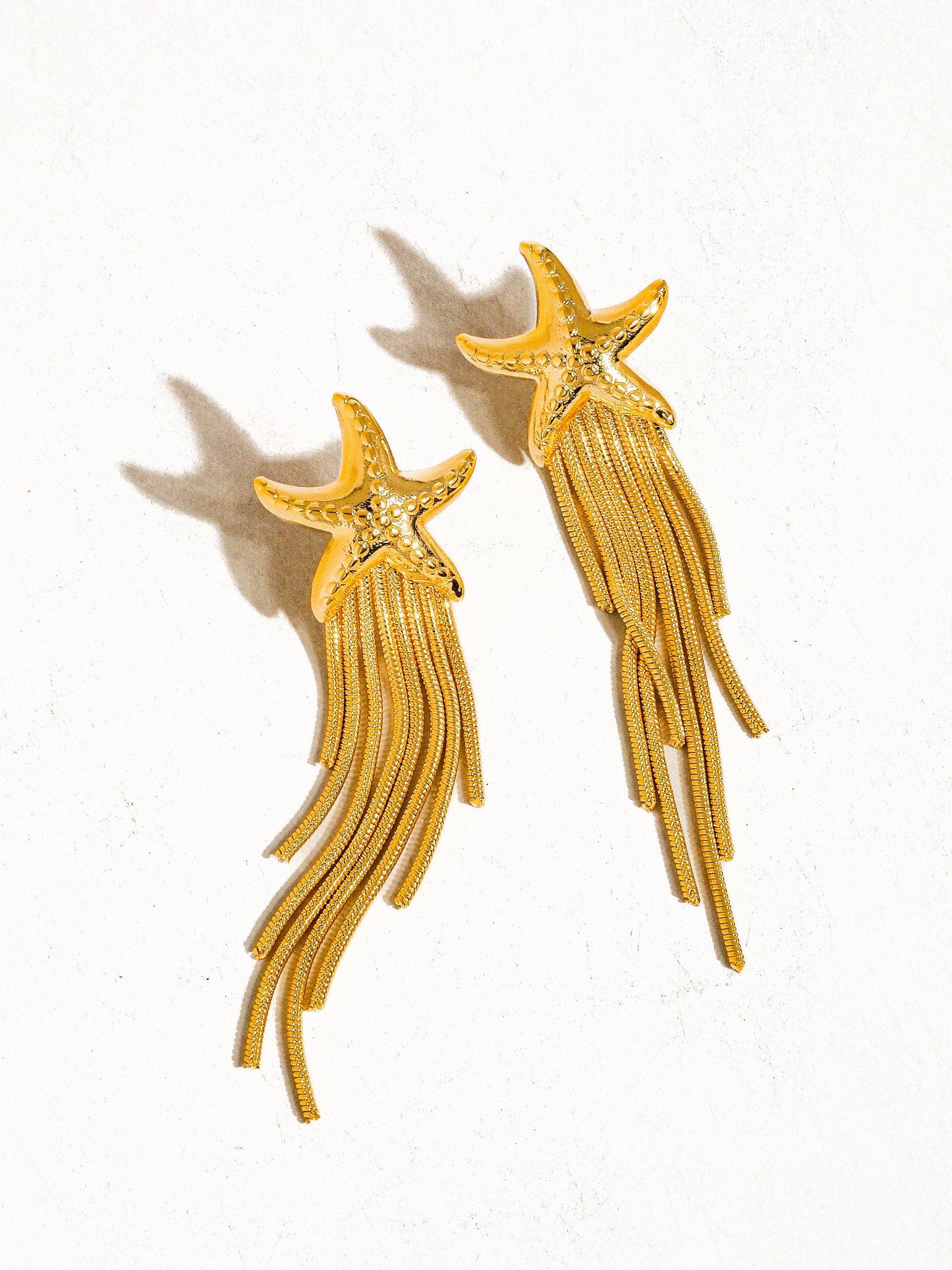 18K Gold Starfish Tassel Earring
