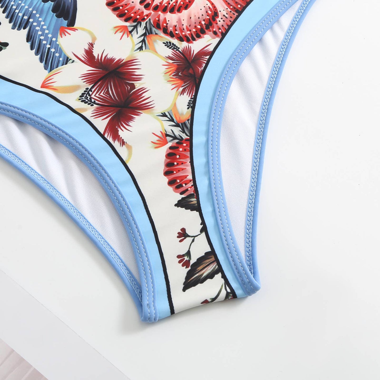 Blue Floral Swimsuit with Matching Sarong