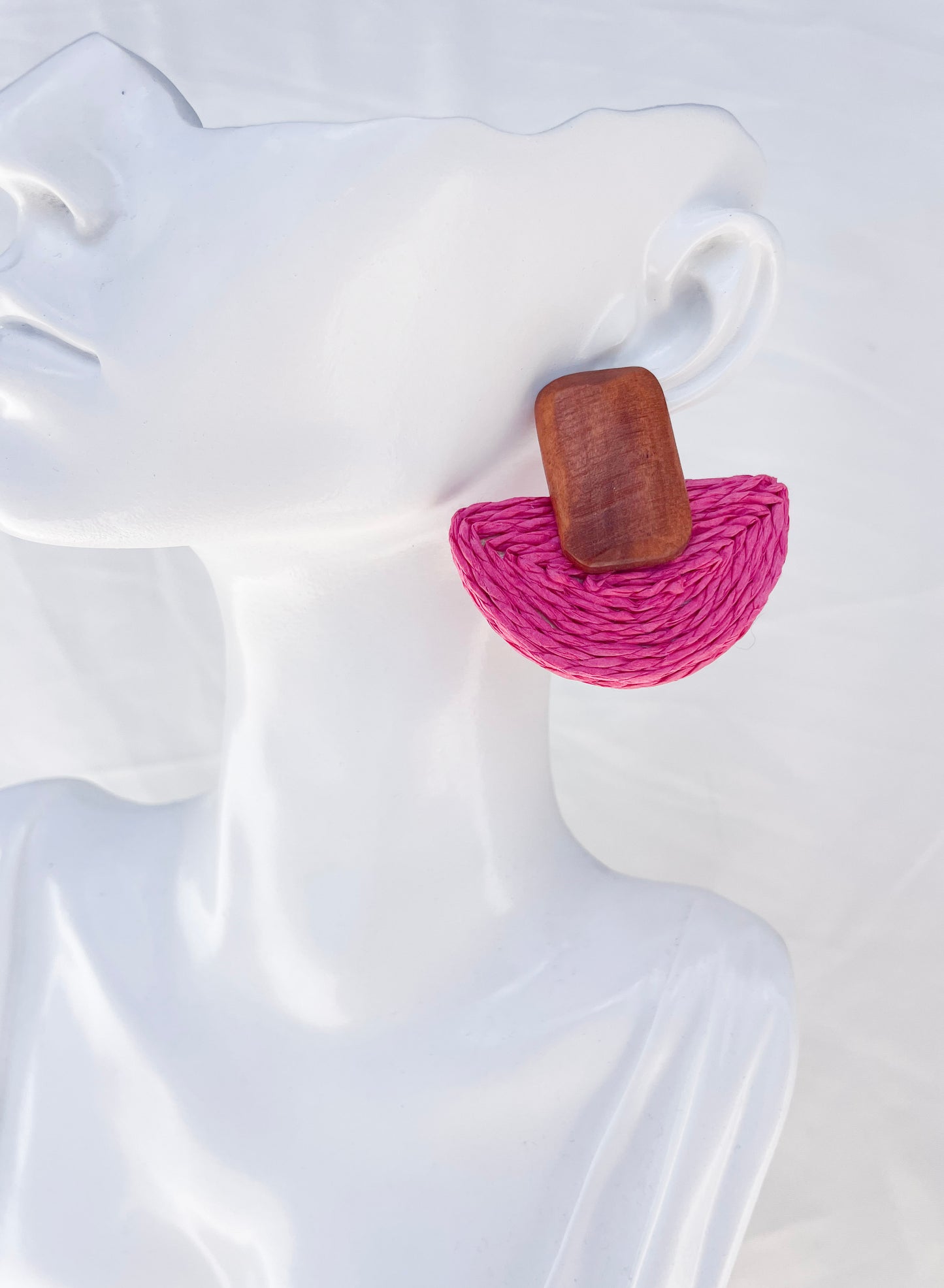 Wood & Raffia Earrings