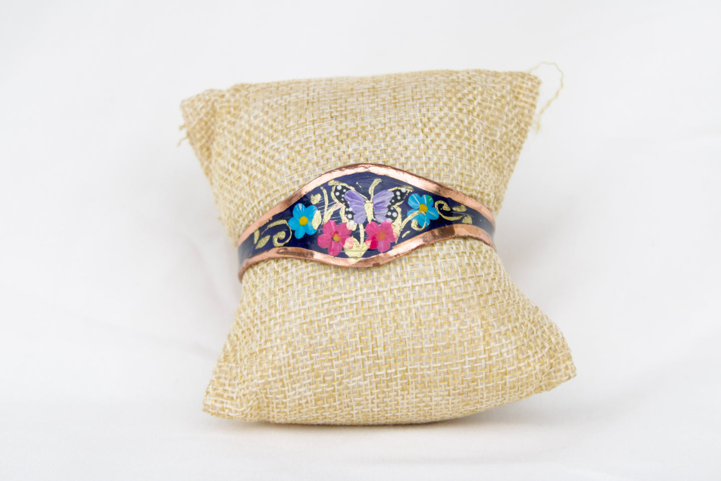 Floral Painted Copper Bracelet