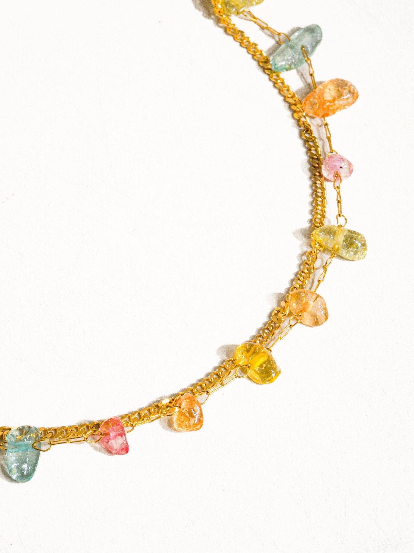 18K Gold Colorful Stone Chain Bracelet