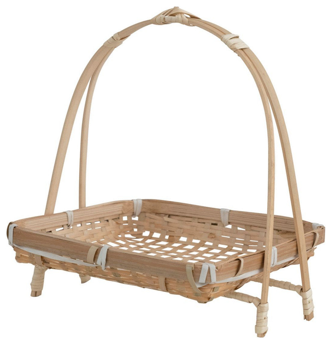 Hand-Woven Bamboo Stand with Removable Tray
