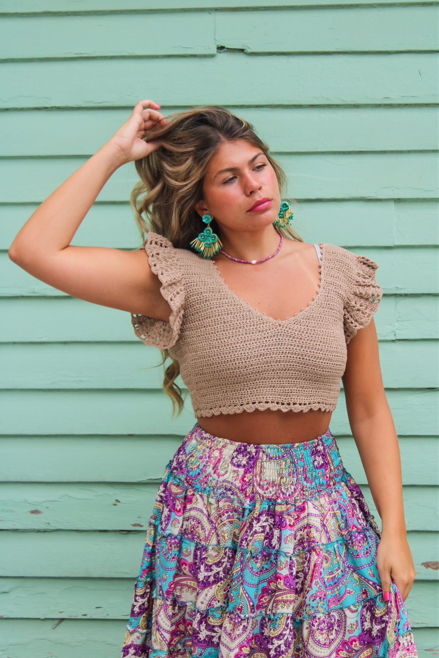 Sleeved Knit Backless Top