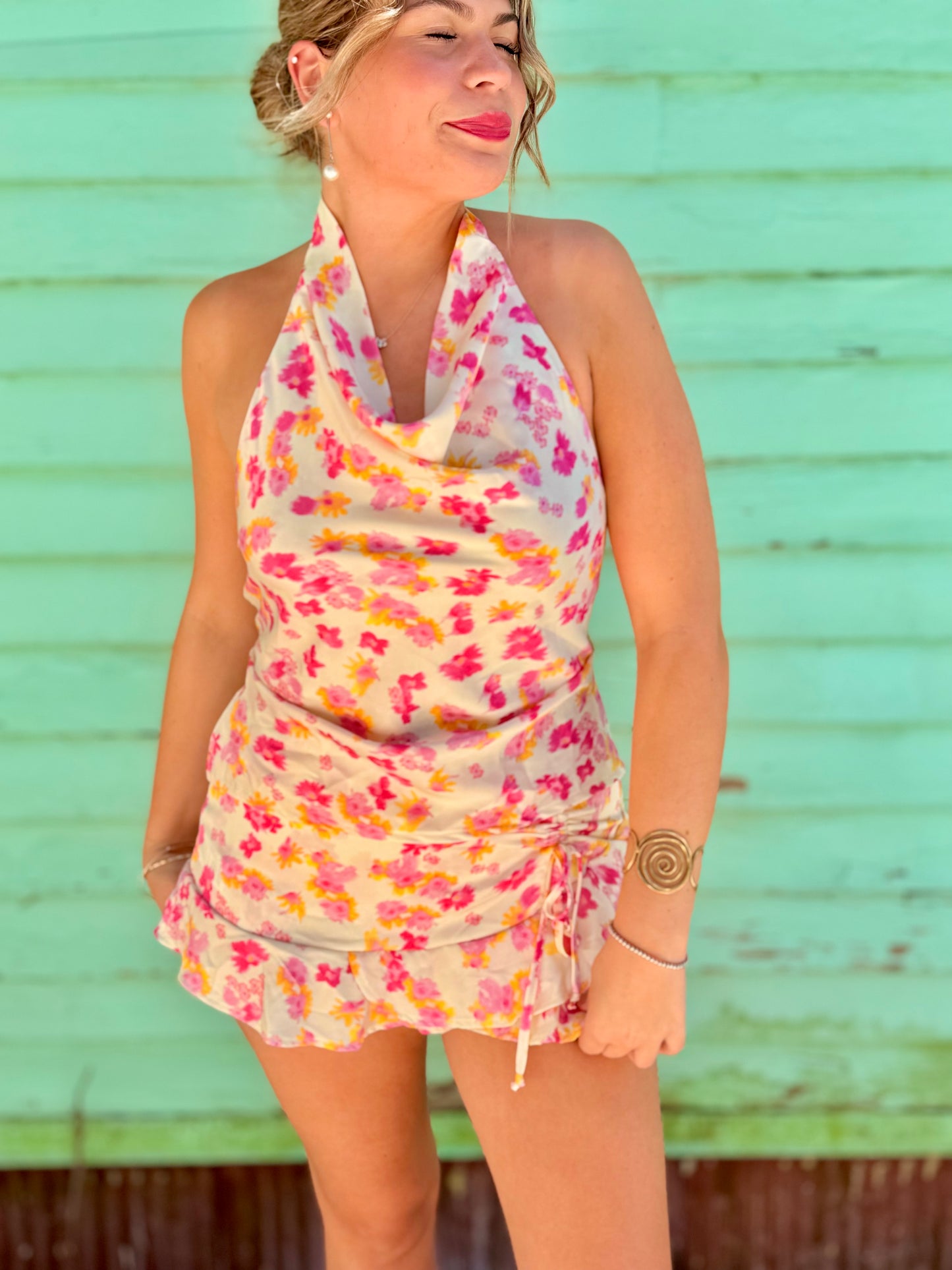 Floral Silk Halter Top