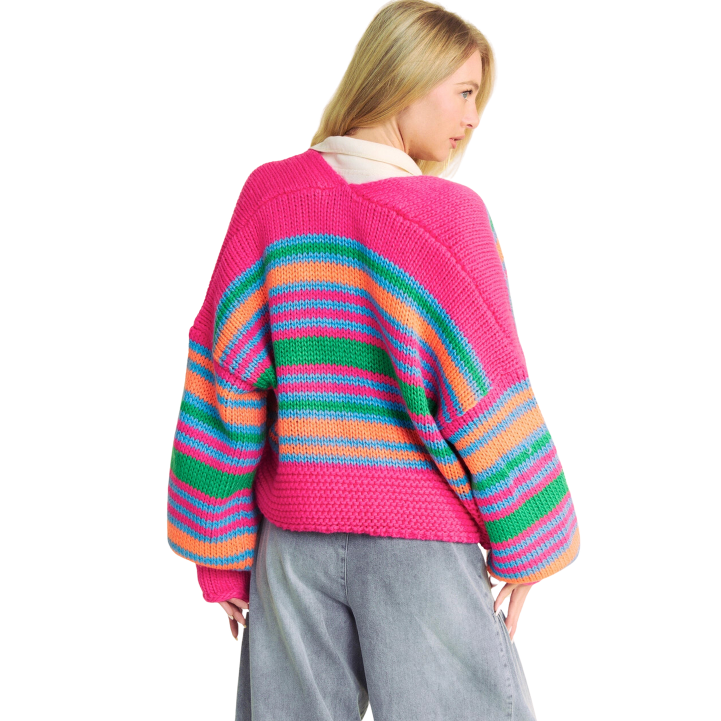 Striped Colorful Cropped Cardigan