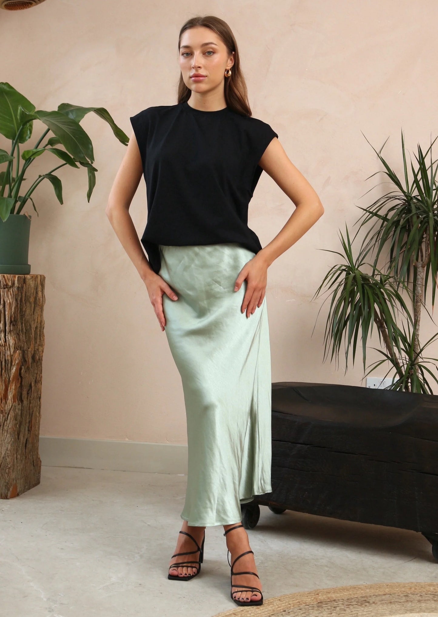 Satin Midi Skirt