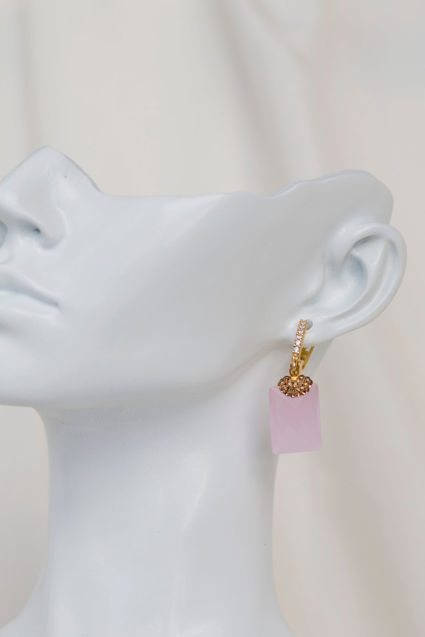 Pink Tourmaline Gold Plated Genuine Silver Earrings