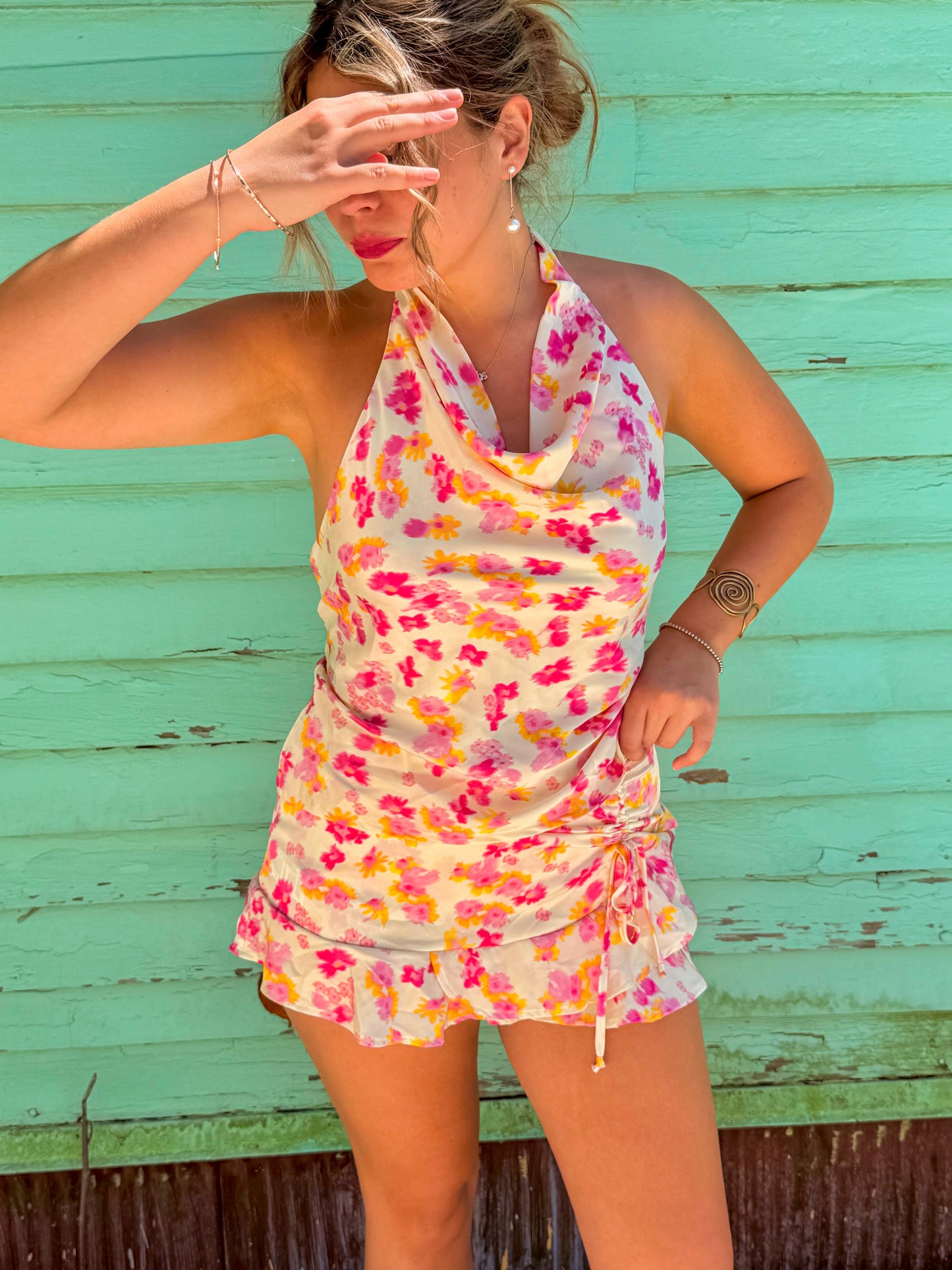 Floral Silk Halter Top