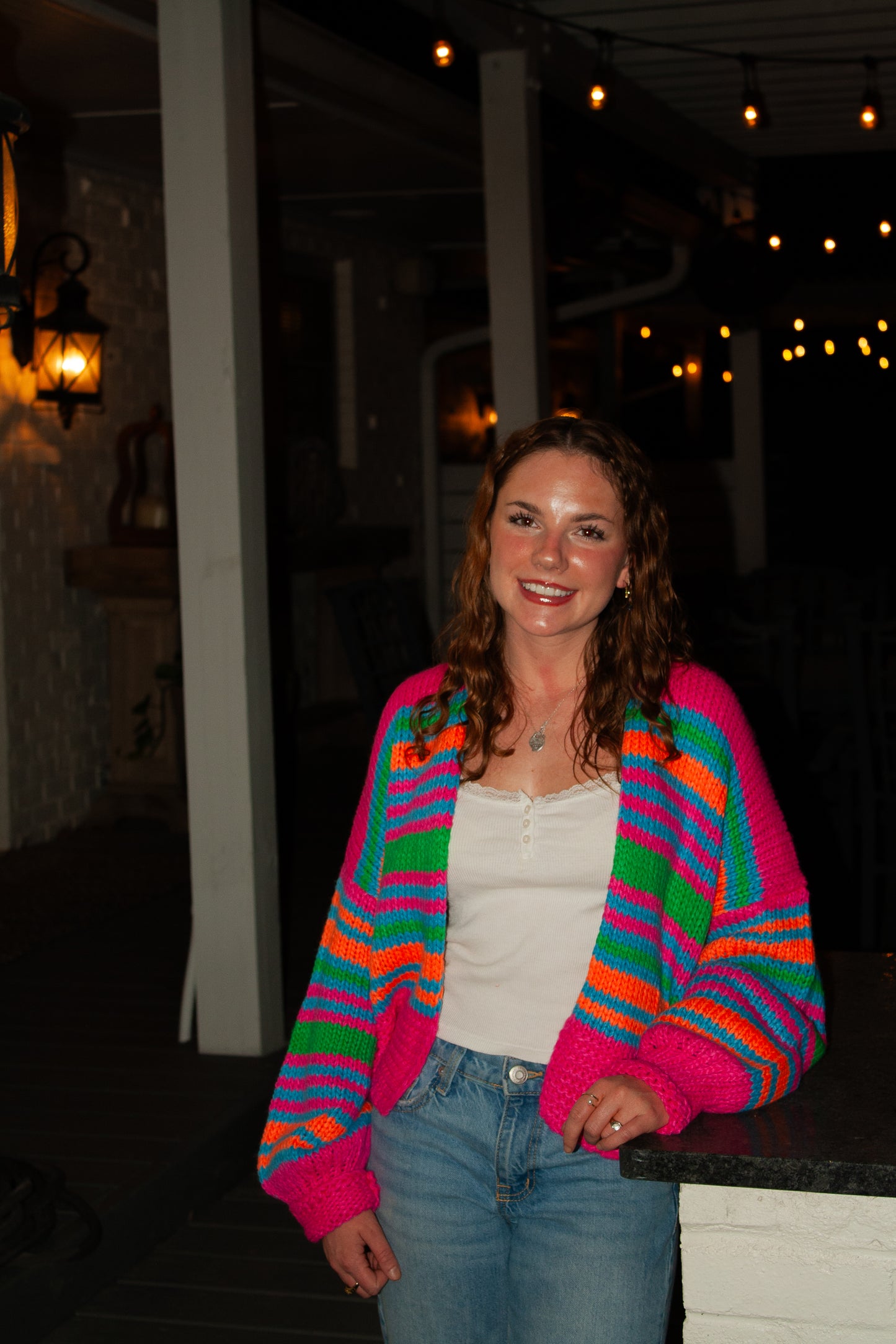 Striped Colorful Cropped Cardigan