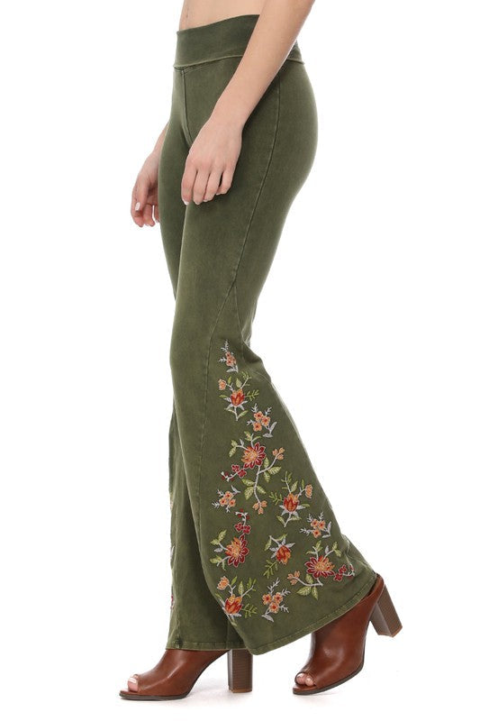 Flower Flare-Leg Pants