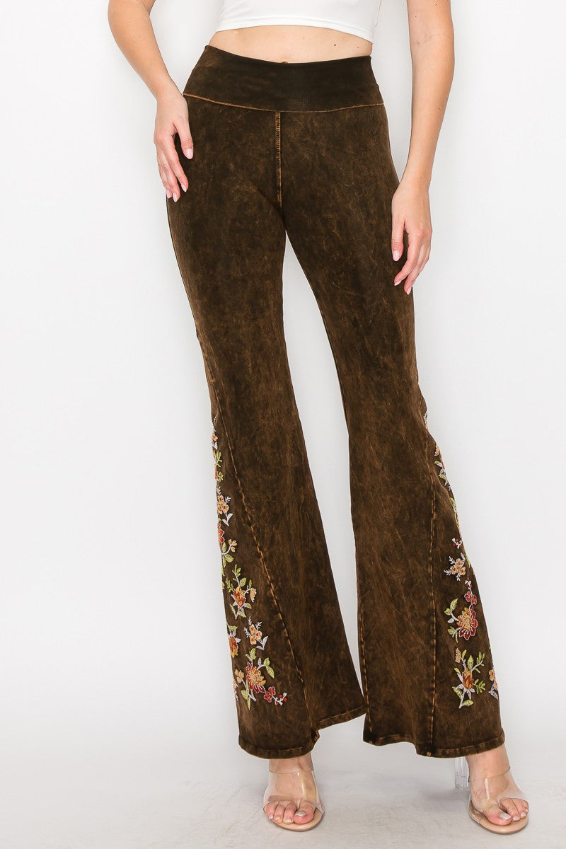 Flower Flare-Leg Pants