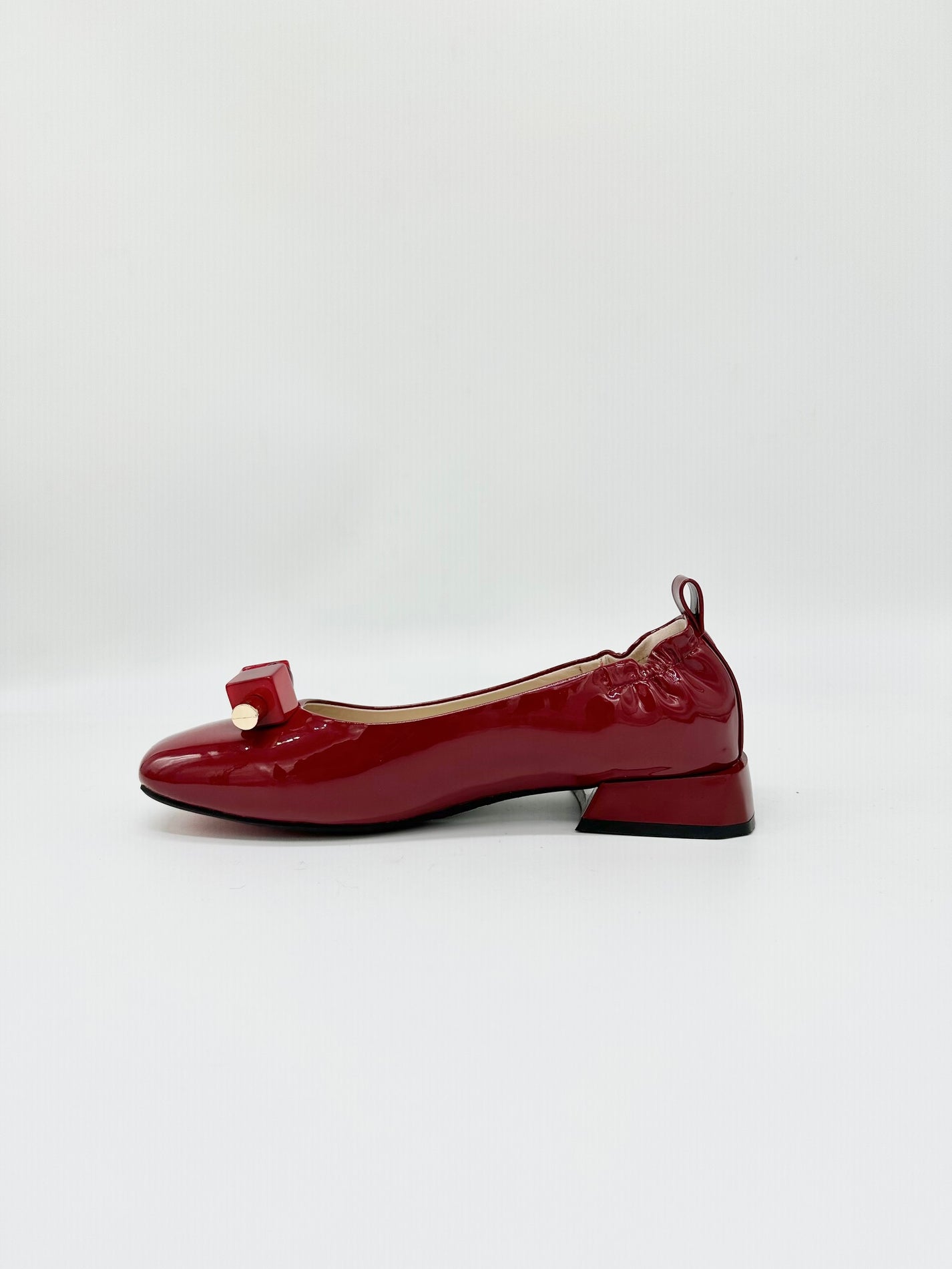 Red Leather Flats with Square Beads