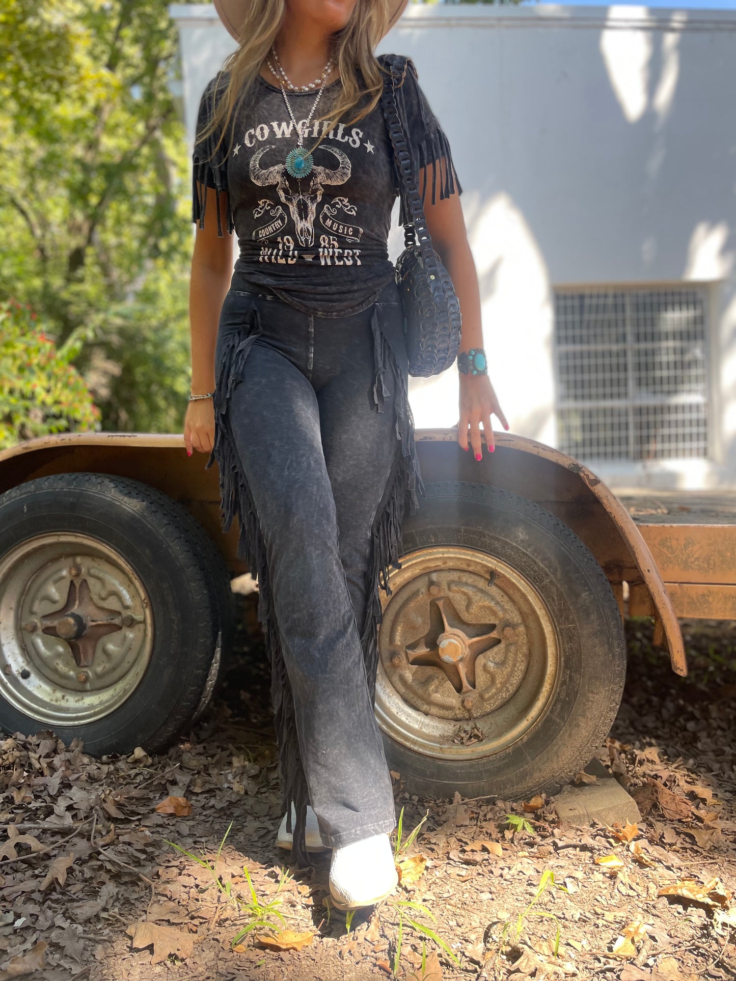 Black Cowgirl Wild West Tasseled Shirt