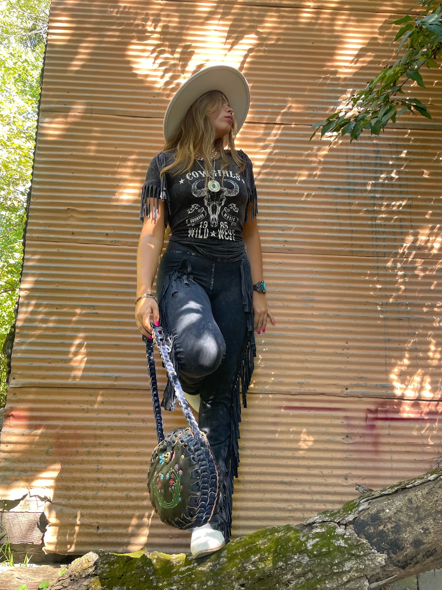 Black Cowgirl Wild West Tasseled Shirt