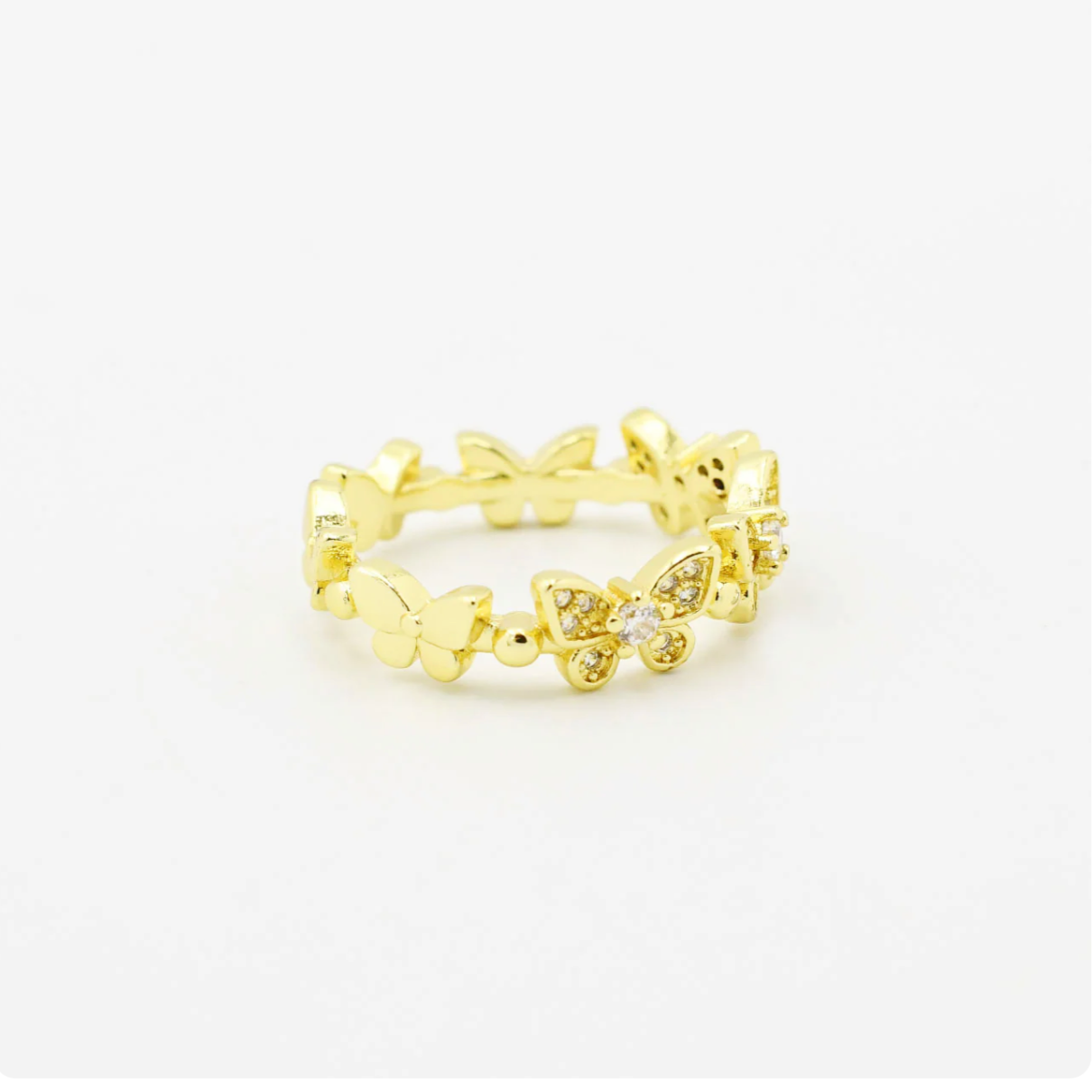 Crystal Stone Butterfly Ring