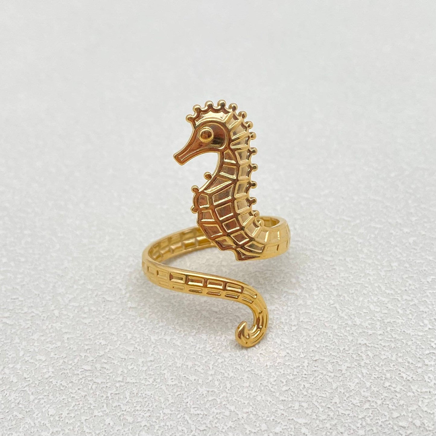 Gold Plated Seahorse Wrap Ring