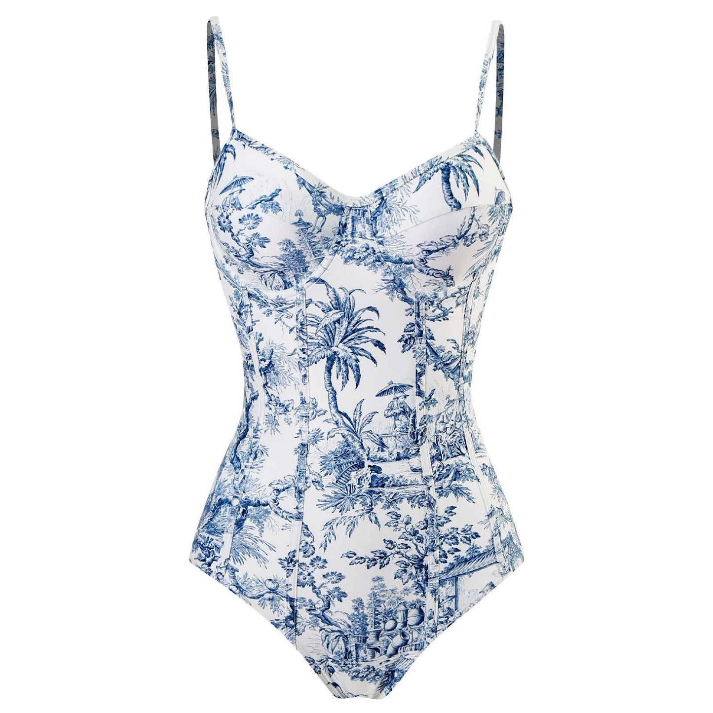 Antique Blue One Piece Swimsuit with Sarang Wrap Cover