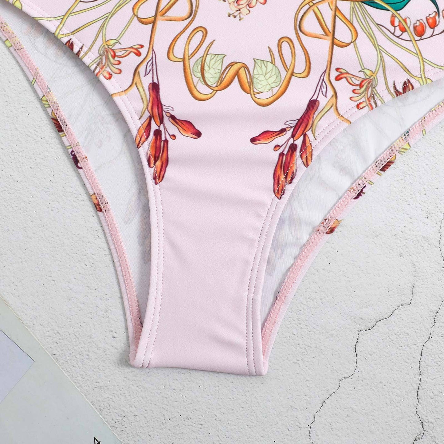 Pink Ruffle Shoulder Swimsuit with Sarong