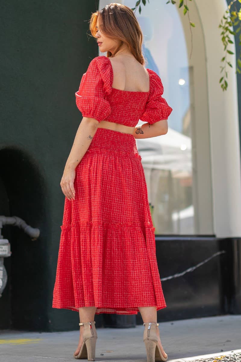 Cropped Tied Top and Skirt Set
