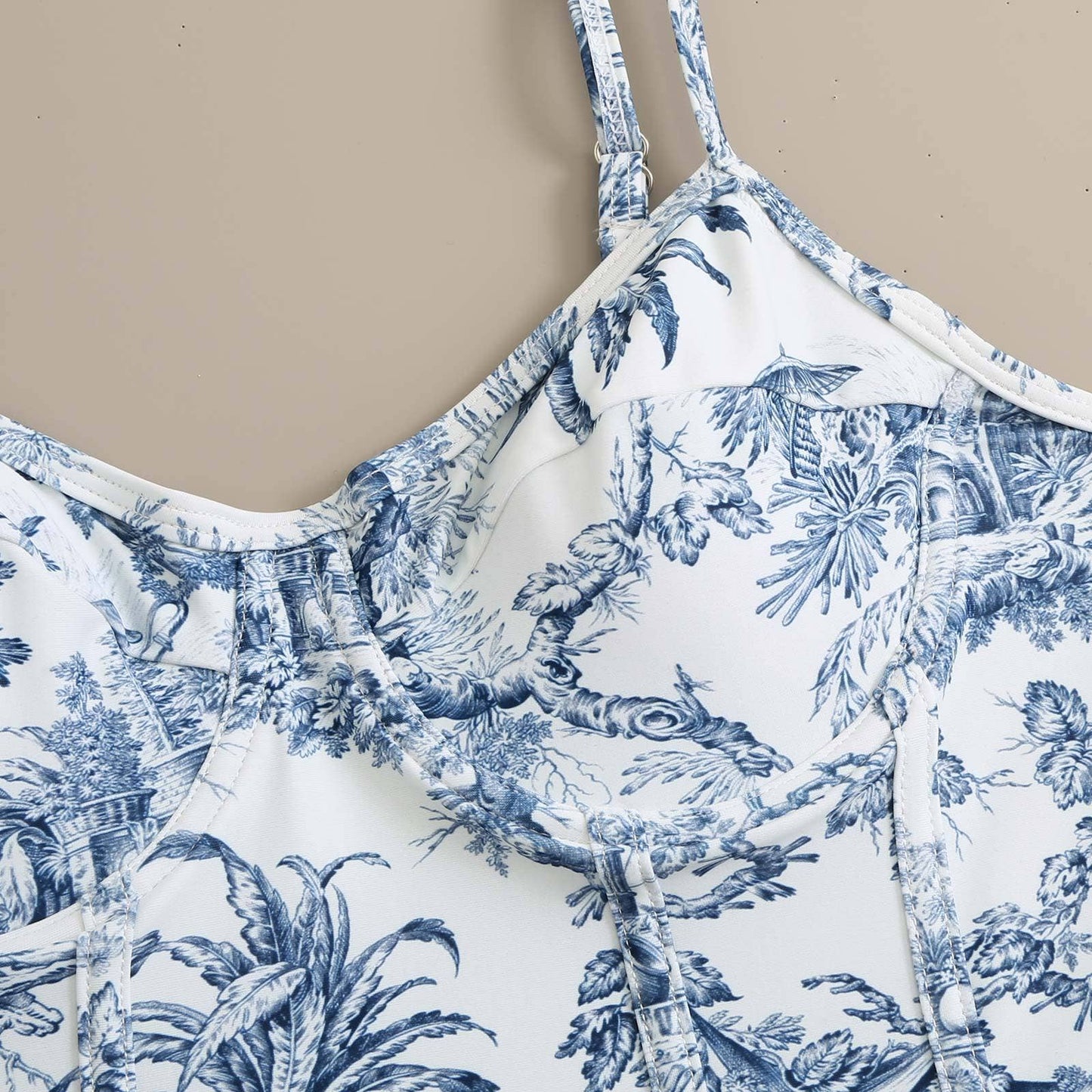 Antique Blue One Piece Swimsuit with Sarang Wrap Cover
