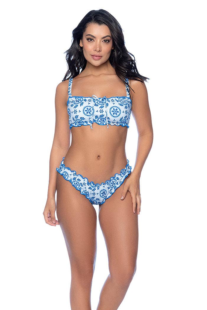 Two Piece Swimsuit Blue Eyelet