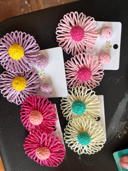 Raffia Daisy Earrings