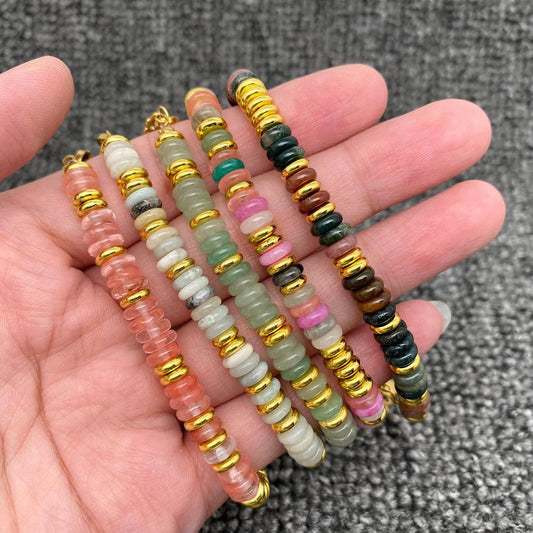 Stone & 18K Gold Plated Beaded Bracelets