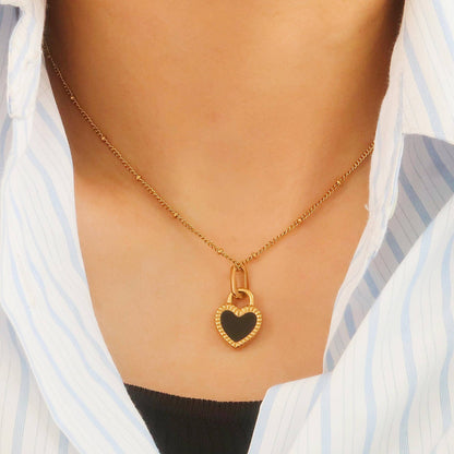 Double-Sided Black & White Heart Necklace