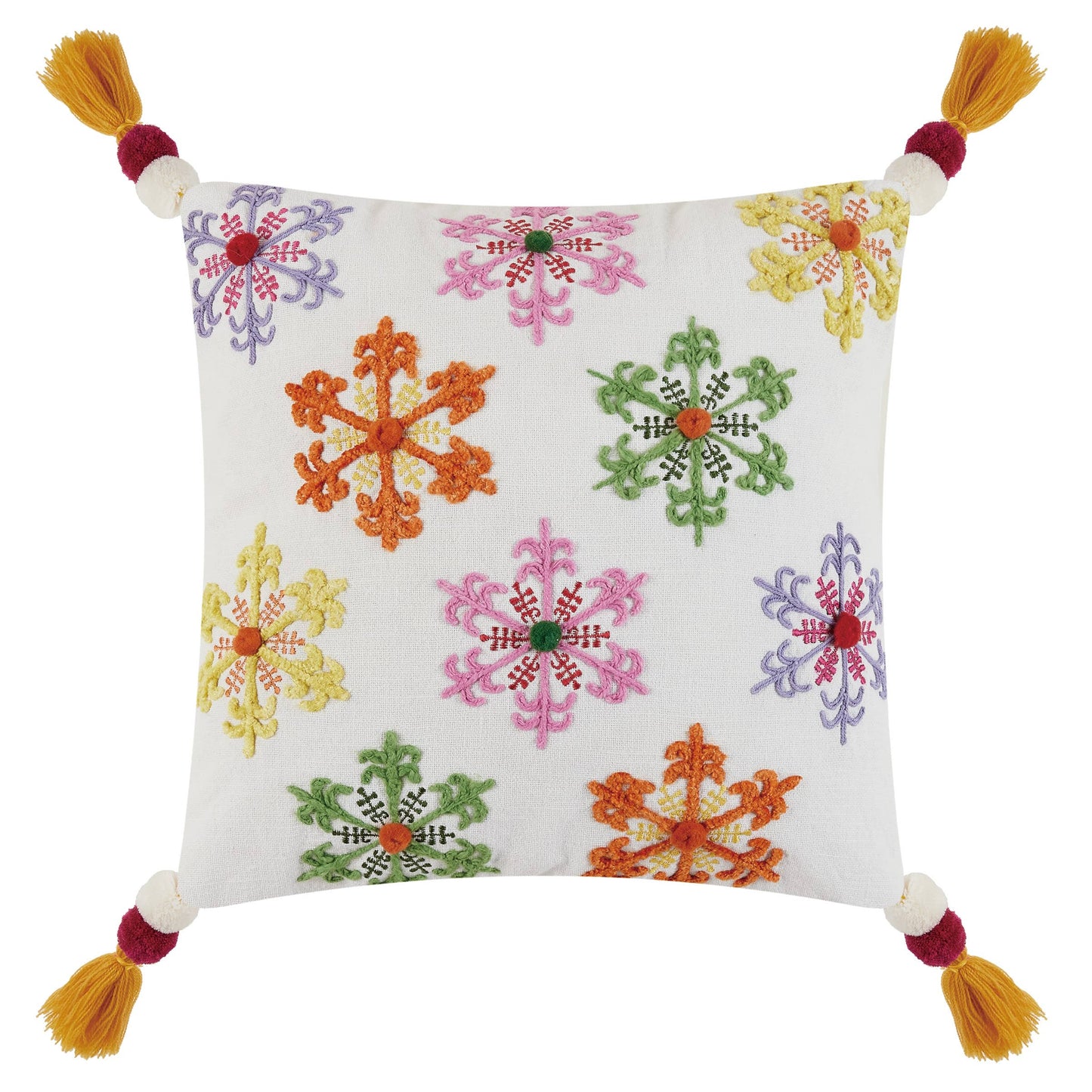 Snowflakes Embroidered Pillow