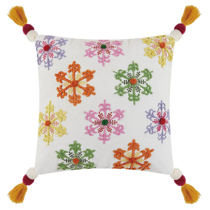 Snowflakes Embroidered Pillow