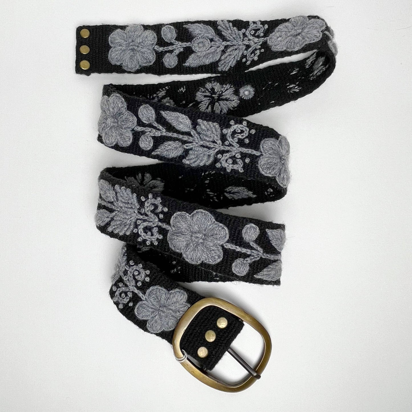 Midnight Blooms Wide Embroidered Belt