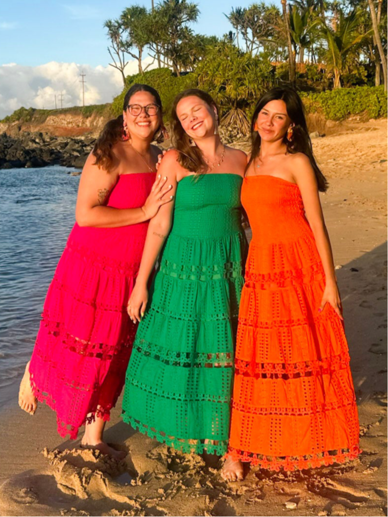 Eyelet Strapless Maxi Dress