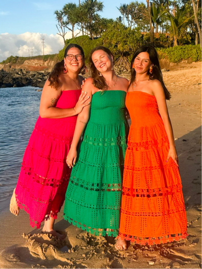 Eyelet Strapless Maxi Dress