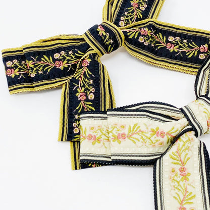 Parisian Embroidered Bow Barrette