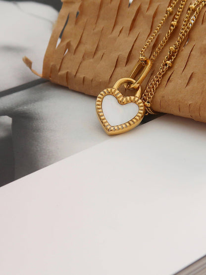 Double-Sided Black & White Heart Necklace