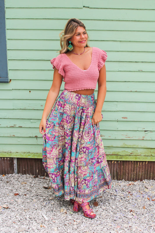 Layered Print Ruffle Skirt